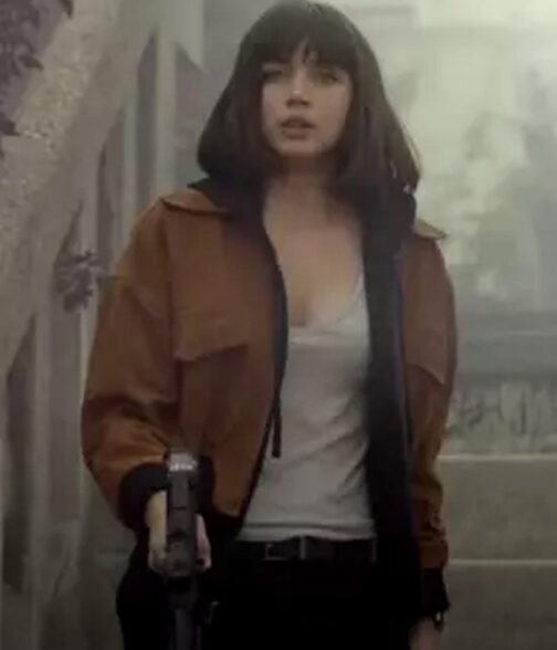 The Gray Man Ana De Armas Brown Cropped Jacket - Image 5