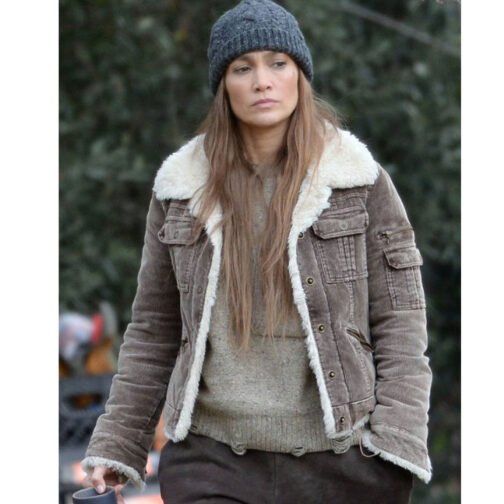 Jennifer Lopez The Mother Shearling Brown Jacket - Image 2