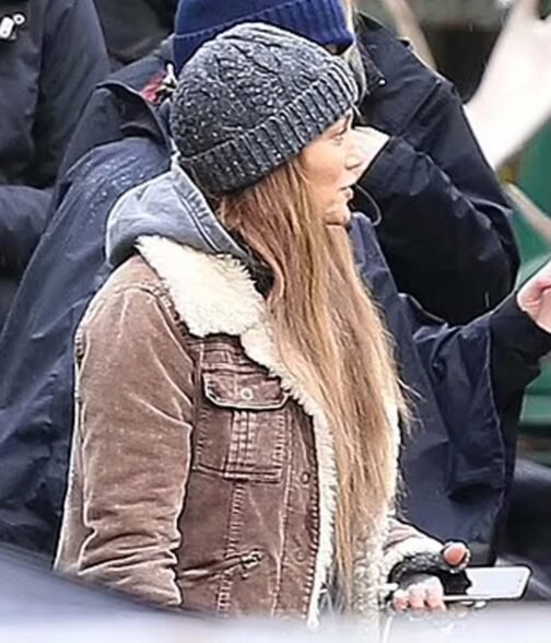 Jennifer Lopez The Mother Shearling Brown Jacket - Image 13