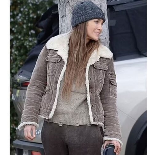 Jennifer Lopez The Mother Shearling Brown Jacket - Image 5