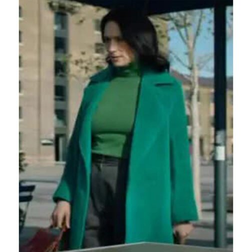 The Suspect Sian Clifford Teal Velvet Coat - Image 4