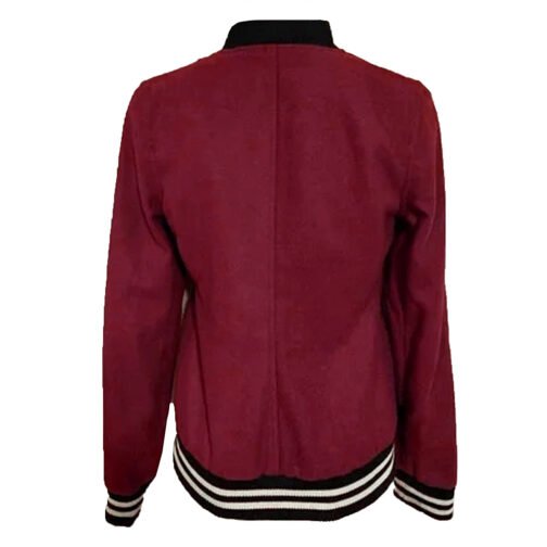 The Vampire Diaries S04 Nina Dobrev Burgundy Varsity Jacket - Image 3