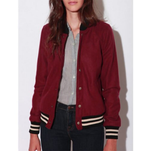 The Vampire Diaries S04 Nina Dobrev Burgundy Varsity Jacket - Image 5