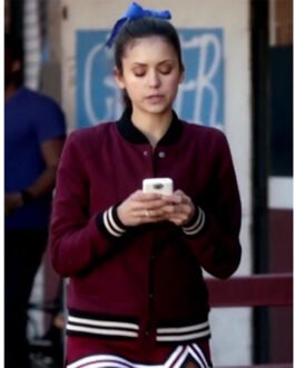 The Vampire Diaries S04 Nina Dobrev Burgundy Varsity Jacket