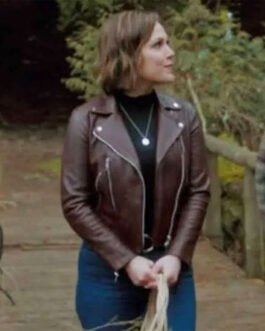 The Wedding Cottage Erin Krakow Dark Brown Leather Jacket