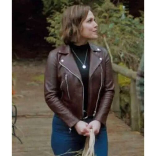 The Wedding Cottage Erin Krakow Dark Brown Leather Jacket - Image 2