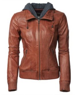 Arrow S02 Willa Holland Brown Leather Hooded Jacket