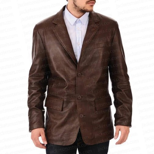 Liam Neeson Thug Leather Blazer