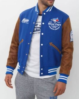 Toronto Blue Jays Letterman  Blue and Brown Jacket