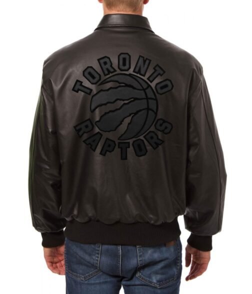 Bomber Toronto Raptors Black Leather Jacket - Image 2