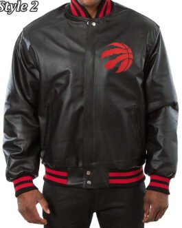 Varsity Toronto Raptors Black Leather Jacket