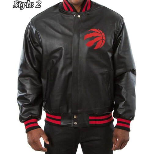 Varsity Toronto Raptors Black Leather Jacket - Image 2