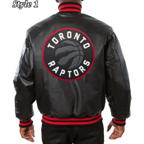 Varsity Toronto Raptors Black Leather Jacket - Image 3