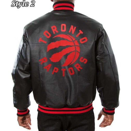 Varsity Toronto Raptors Black Leather Jacket - Image 4