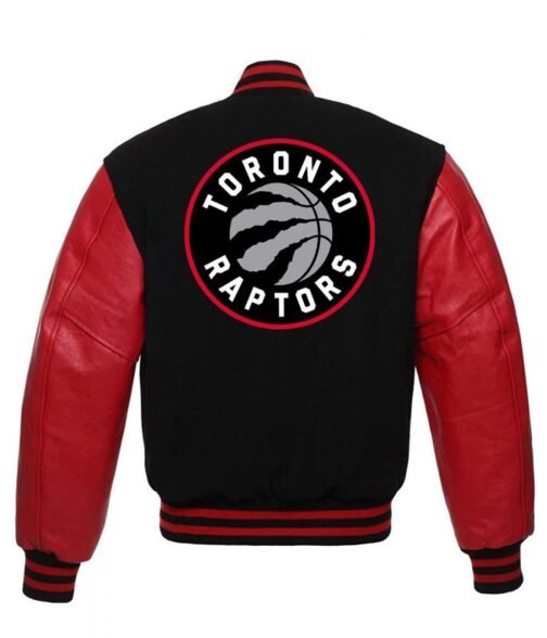 Toronto Raptors NBA Letterman Red and Black Jacket - Image 2