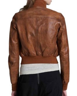 Revolution Tracy Spiridakos Bomber Cropped Leather Jacket
