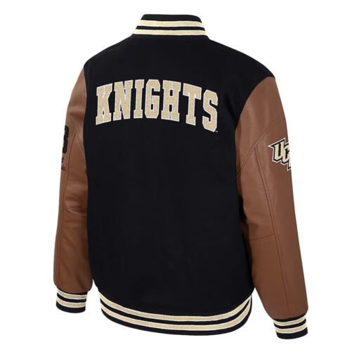 UCF Knights Black and Brown Letterman Jacket - Image 2