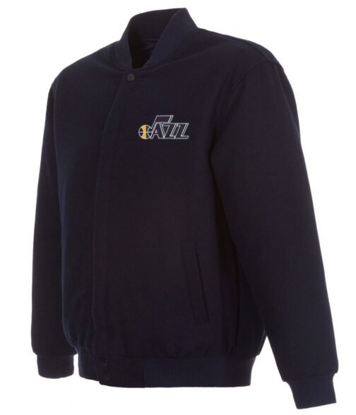 Varsity Utah Jazz Navy Blue Wool Jacket