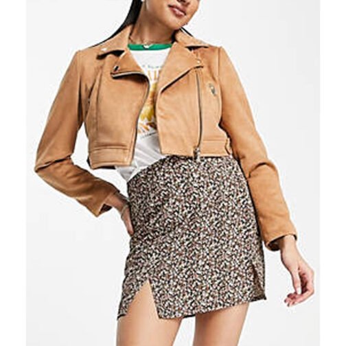 How I Met Your Father Francia Raisa Suede Cropped Jacket - Image 4
