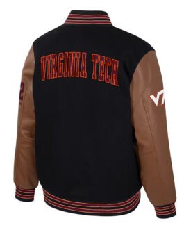 Virginia Tech Hokies Black and Brown Letterman Jacket