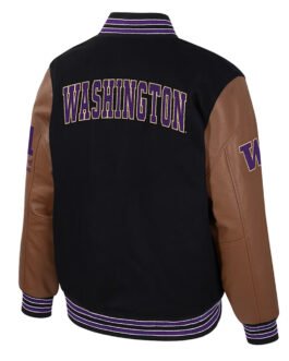 Washington Huskies Black and Brown Letterman Jacket
