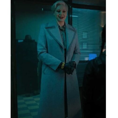 Wednesday Gwendoline Christie Gray Wool Coat - Image 2