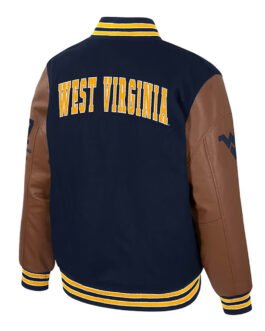 West Virginia Mountaineers Black and Brown Letterman Jacket