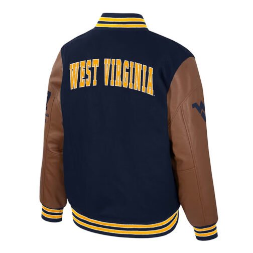 West Virginia Mountaineers Black and Brown Letterman Jacket - Image 2