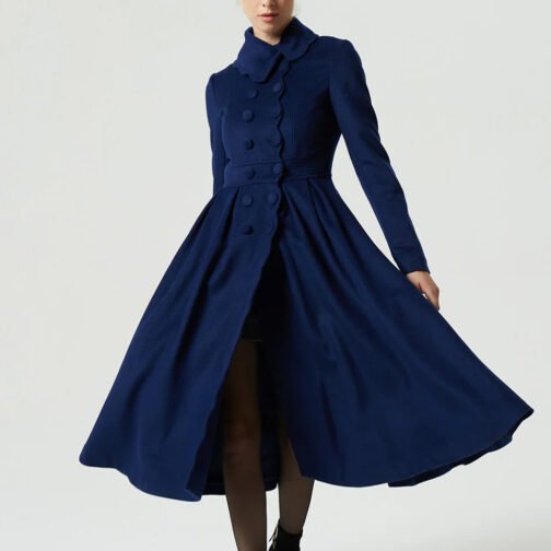 Women’s 1971’s Princess Navy Blue Wool Coat - Image 3