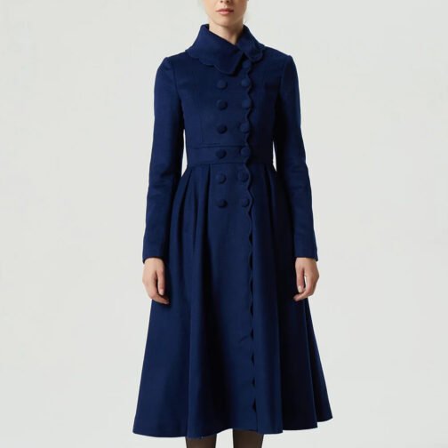 Women’s 1971’s Princess Navy Blue Wool Coat - Image 4