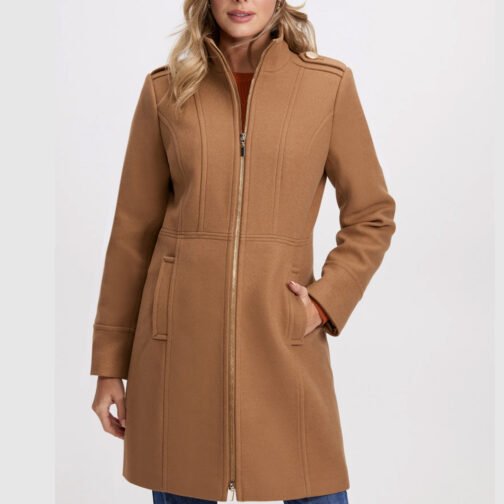 Women’s Wool Zip Front Coat - Image 8
