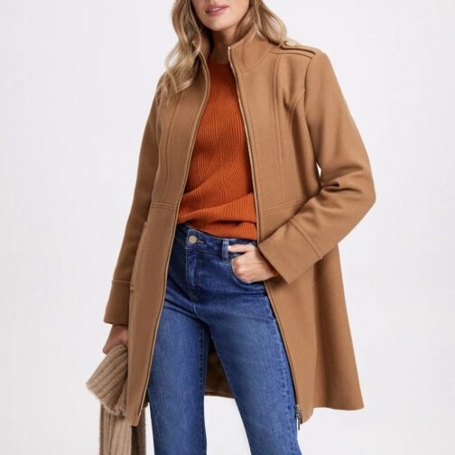 Women’s Wool Zip Front Coat - Image 13