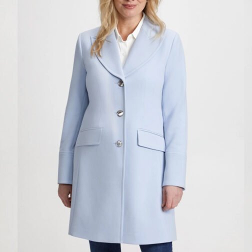 Women’s Tricotine Button Front Wool Coat - Image 4
