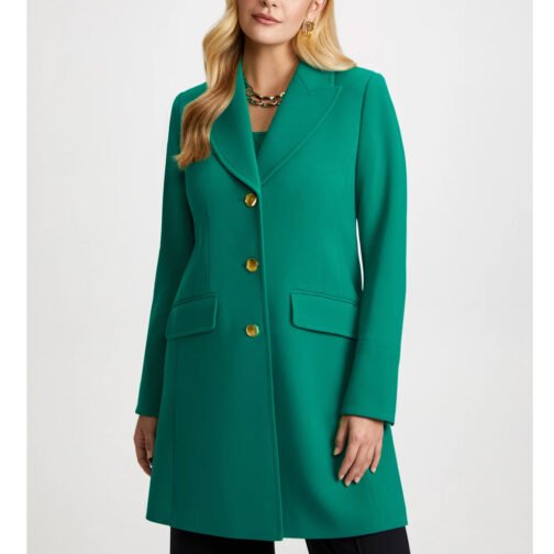 Women’s Tricotine Button Front Wool Coat - Image 3