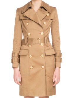 Women’s Belted Button Brown Cotton Trench Coat