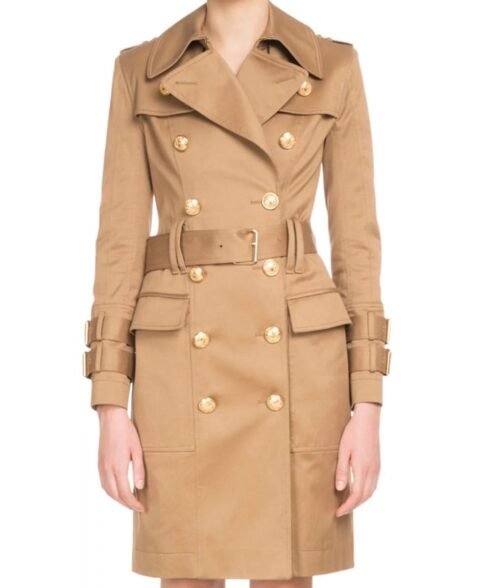 Women’s Belted Button Brown Cotton Trench Coat
