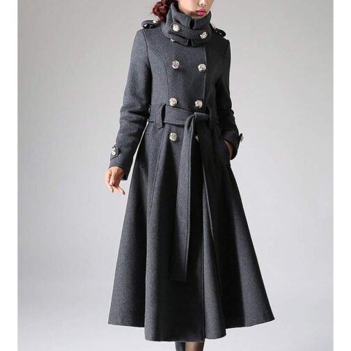 Women’s Gray Military Cashmere Coat