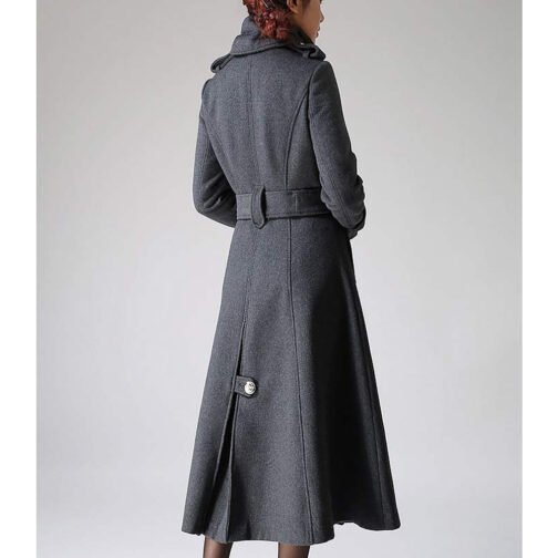 Women’s Gray Military Cashmere Coat - Image 2