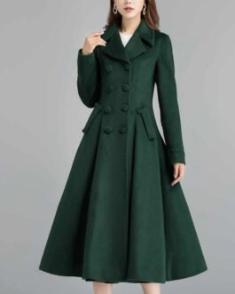 Women’s Swing Green Double Breasted Wool Coat