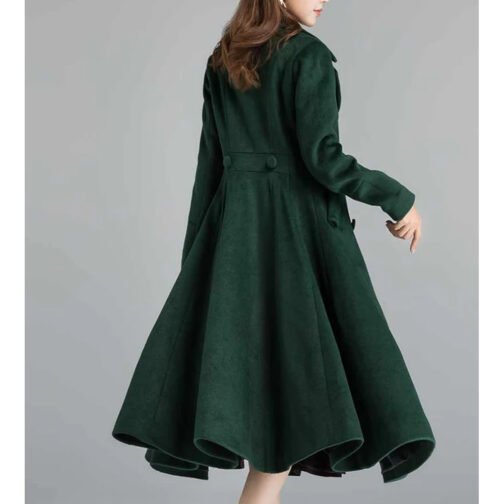 Women’s Swing Green Double Breasted Wool Coat - Image 2