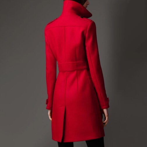 Women’s Military Buckle Detail Red Wool Coat - Image 2
