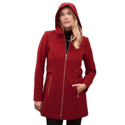 Women’s Wool Tab Detail Hooded Coat - Image 3