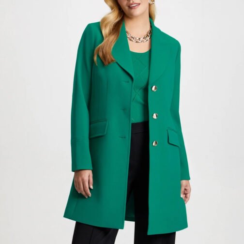 Women’s Tricotine Button Front Wool Coat - Image 7