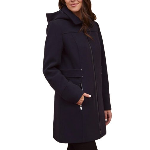 Women’s Wool Tab Detail Hooded Coat - Image 4