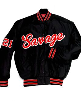 Varsity 21 Savage Black Satin Jacket