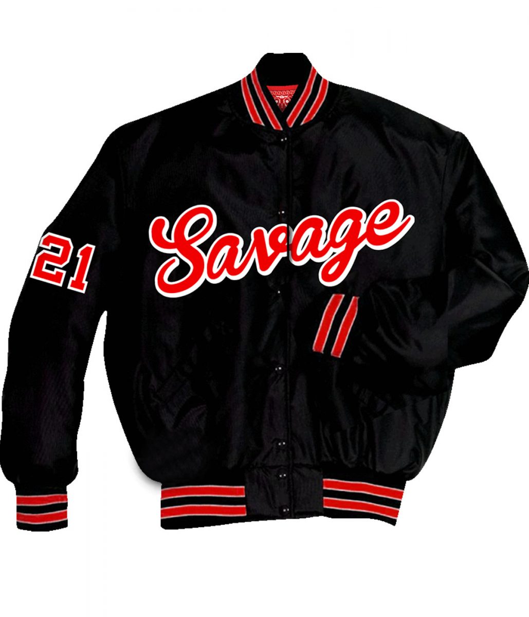 Varsity 21 Savage Black Satin Jacket