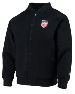 Us Soccer Club Level Raglan 5th and Ocean By New Era Black Wool Jacket