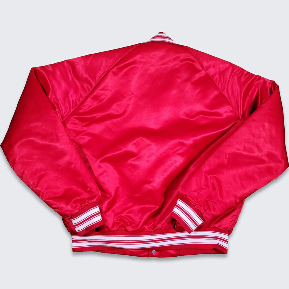 80’s North Carolina State Red Satin Bomber Jacket - Image 2
