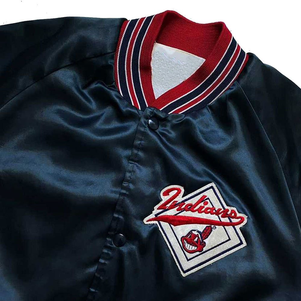 90’s Cleveland Indians Navy Satin Jacket - Image 3