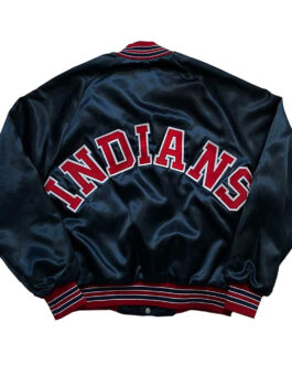 90’s Cleveland Indians Navy Satin Jacket
